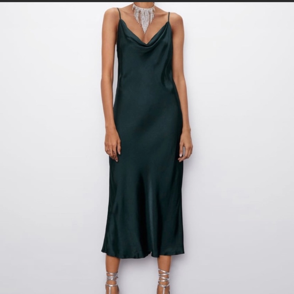 ZARA Satin Midi Dress